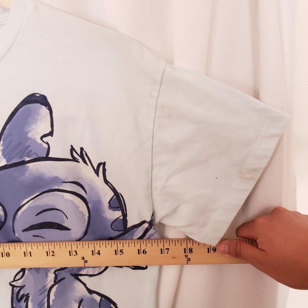 Disney Stitch & Angel Girls Light Blue Cute Watercolor Graphic T-shirt Size XL - Picture 3 of 13